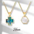HOVANCI Geometric Stainless Steel Necklace Fashion Simple Cross Pendant Cowrie Shell Diy Charms Gold Necklace
