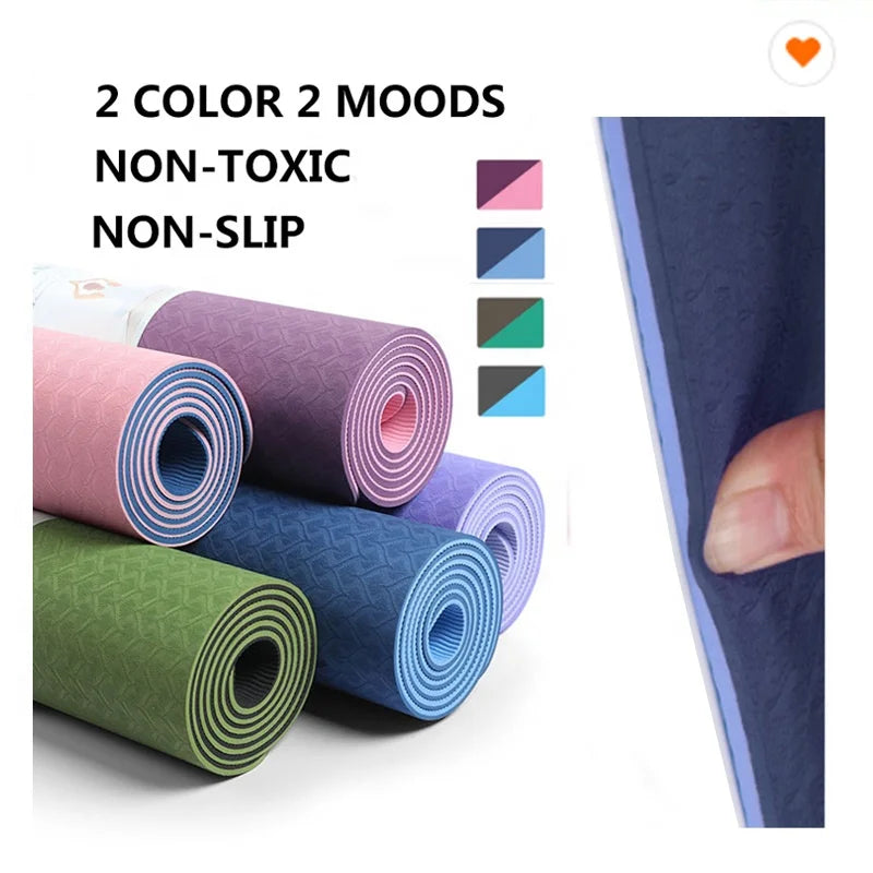 183*61cm*6mm TPE New OEM Eco Friendly Yoga Mat Around 1.1m2 for Home Gym Fitness Exercise