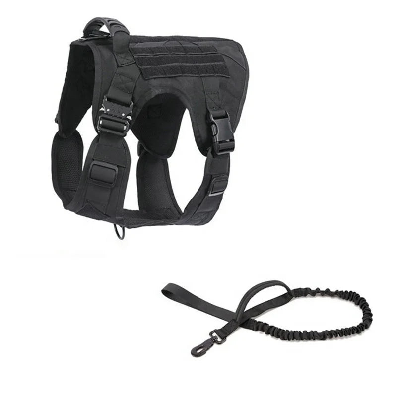 Molle Dog Clothes Tactical Elastic Dog Leashes Vest Dog Harness Set