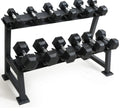 Wholesale Black  Hex Rubber Dumbbell Household Men's Fitness Equipment Hexagon Dumbbell Set with Rack