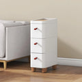 Haogle Home Furniture Living Room Cabinets Leather Handle Storage Cabinet  Plastic 3 Layers Drawer  Storage Cabinet