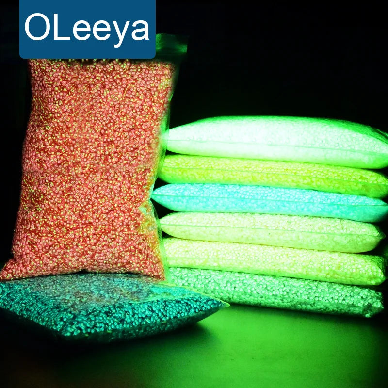 OLeeya Bulk Wholesale 3mm 4mm 5mm Glow Gemstones Flat Back Stones Luminous Jelly Resin Non Hot Fix Rhinestones for DIY Nails