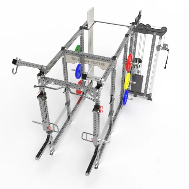 Commercial Heavy-Duty Steel Multifunctional Squat Rack Trainer Power Fitness Multistation Gym Rig Cage for Bodybuilding