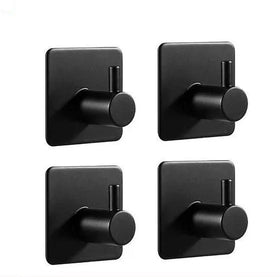 Hot Selling Adhesive Black and Silver Stainless Steel Kitchen Bathroom Stick Hanging Storage Wall Hook