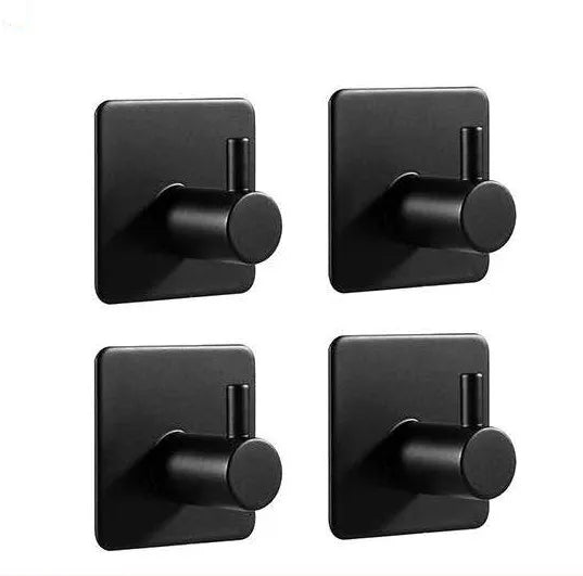 Hot Selling Adhesive Black and Silver Stainless Steel Kitchen Bathroom Stick Hanging Storage Wall Hook
