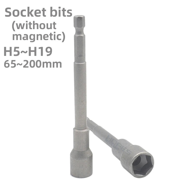 S2 Hex Socket Bits H5 5.5 6 7 8 9 10 11 12 13 14 15 16 17 18 19mm Nut Screwdriver 1/4 Shank 42 65 100 150mm Non Magnetic