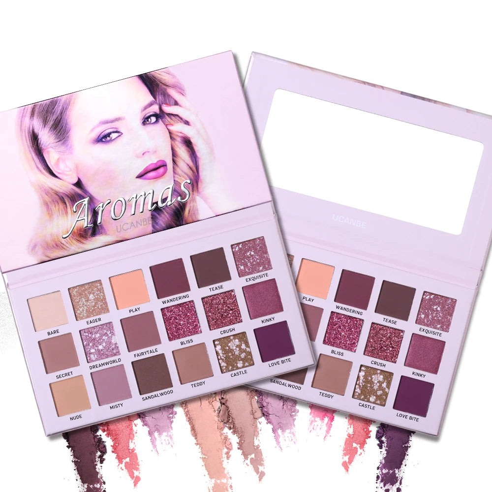 Ucanbe 18 Color Makeup Eyeshadow Eye Shadow Palette for Women Palette De Maquillage Complete Eyeshadow Makeup Waterproof