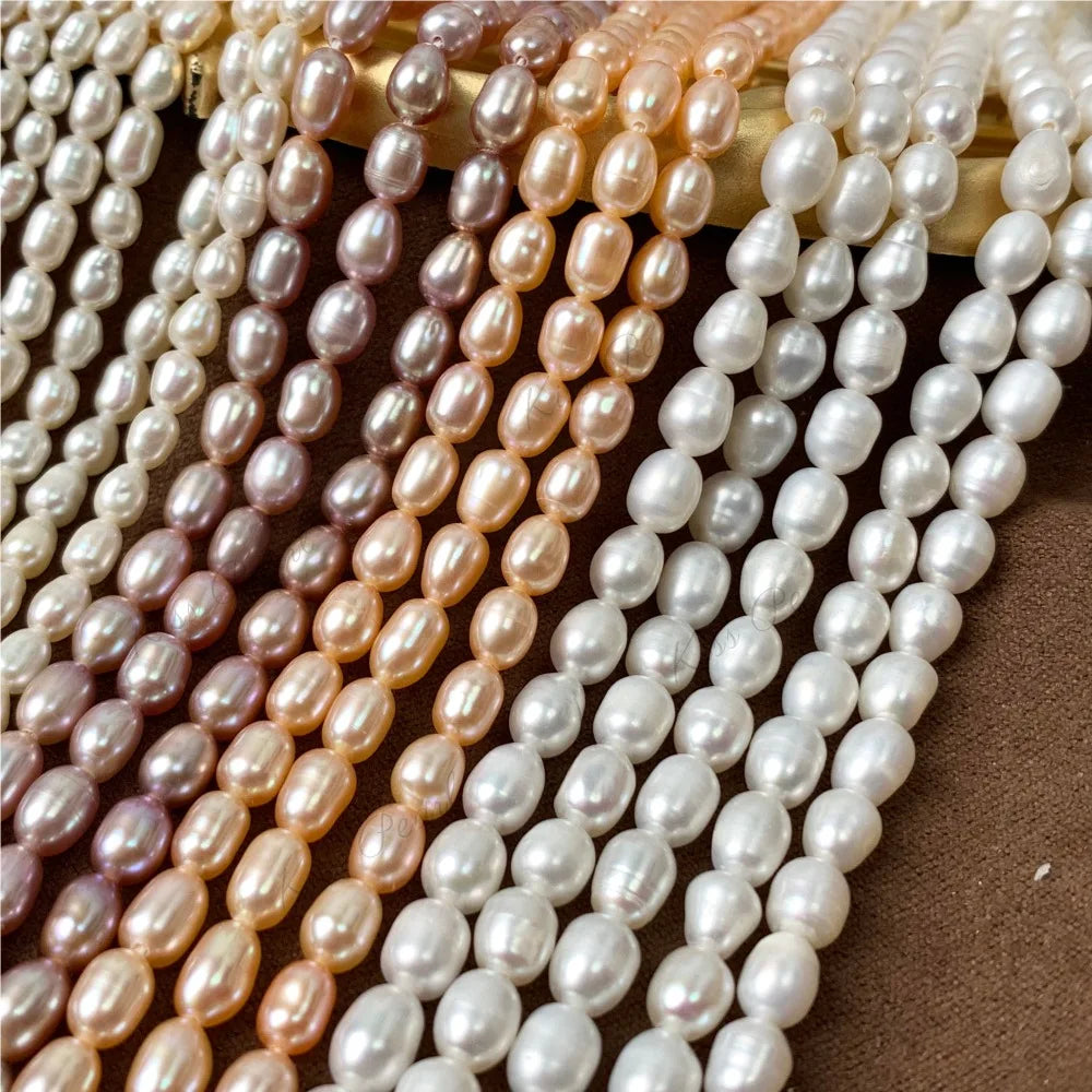 Factory Direct Sale Fashion Necklace DIY Beads Accessories 2.5-6.0mm Natural Rice Shape Freshwater Pearls Beads Strand