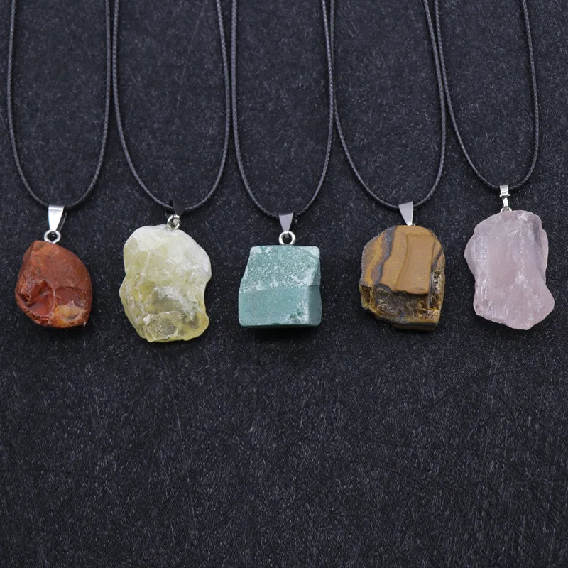 Natural Agate Amethyst Crystal Healing Stones Irregular Rough Stone Energy Pendant Gift Giving Jewelry Accessory for Children