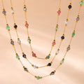 Ins Popular Multicolor Natural Stone Handmade Beaded Necklaces Stainless Steel PVD Gold Plated Choker Necklaces for Daily Wear