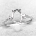 Sterling Silver 6*9mm Semi Mount Ring Frame Empty Blank Support Claw Setting S925 Base Holder Without Center Stone for DIY Inlay