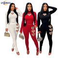 Spring Women's Casual Knitting Solid Color Long Tracksuit Jogging Suit Lounge Wear Leggings Two Piece Stretchy Workout Pant Set