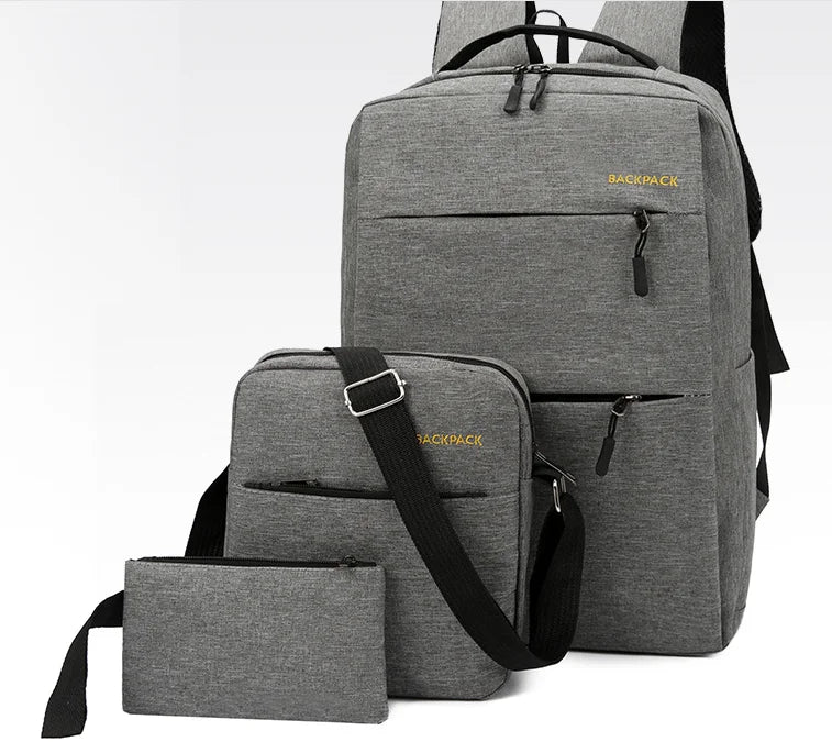 Fashion 3-Piece Backpack Set for Students Teenagers Outdoor Leisure Travel Book School Laptop Bag Zipper Made Oxford Polyester
