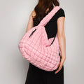 Large Puffer Tote Bag for Women Quilted Carryall Bag Soft Puffy Crossbody Bag Hobo Handbags Puff Purse
