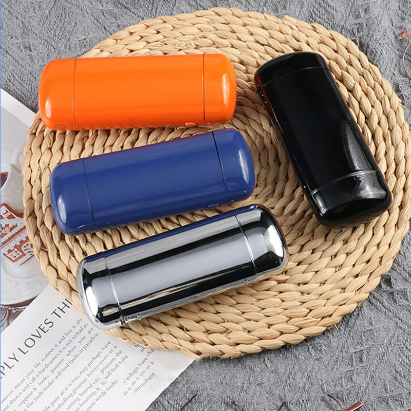Simple Metal Tinplate Eyeglasses Case Capsule Glasses Box Pressure Resistant Portable Storage Push Button Closure Glasses Case