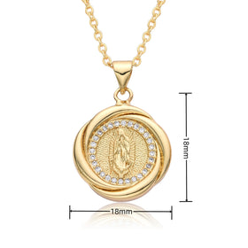 Oro Laminado Women Christian Necklace 18k Gold Virgen De Guadalupe Virgin Mary Pendant Fashion Religious Jewelry