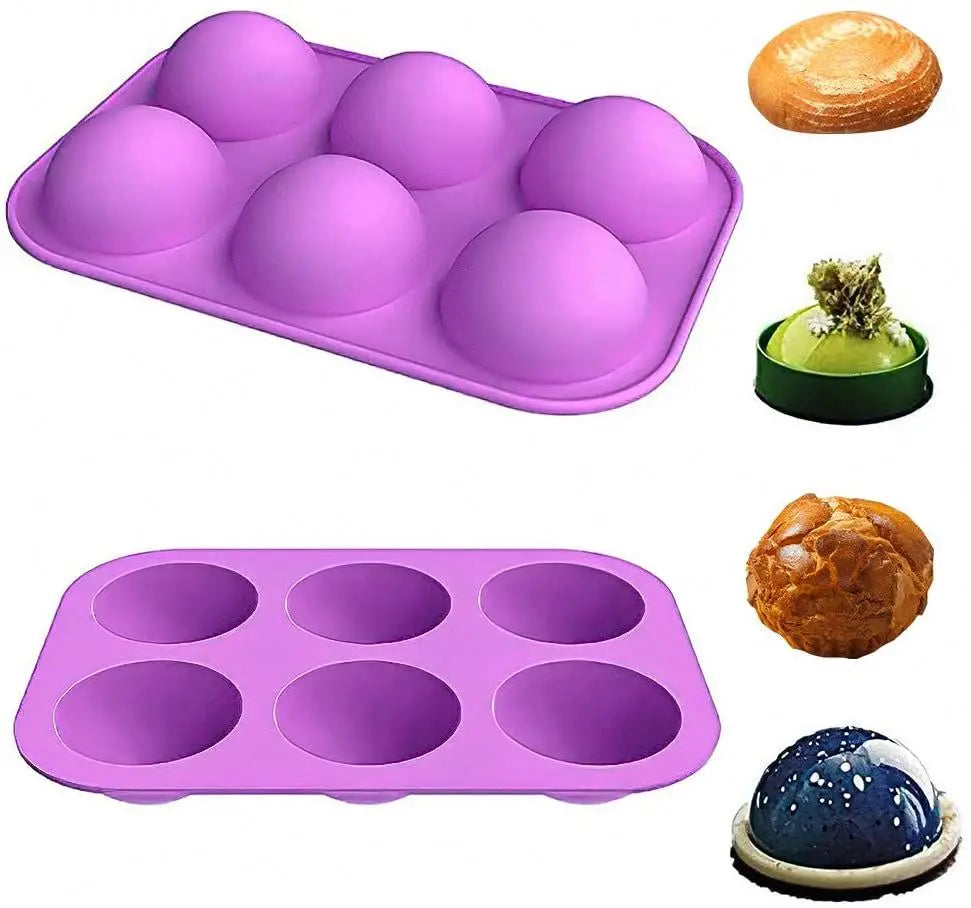 Red 6 Semi Sphere Silicone Molds for Baking Hot Chocolate Bomb Cake Jelly Dome Mousse Mold Food Grade Silicone DIY