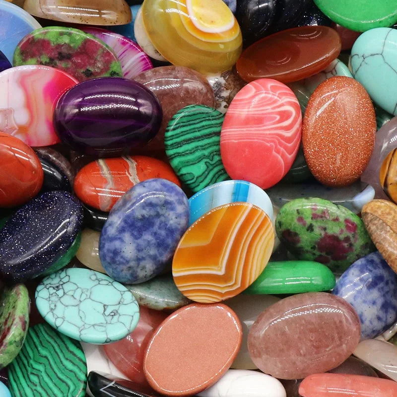 18*25mm Egg Shaped Ring Cabochon Natural Crystal Single Arc Elliptical Geometry DIY Jewelry Accessories