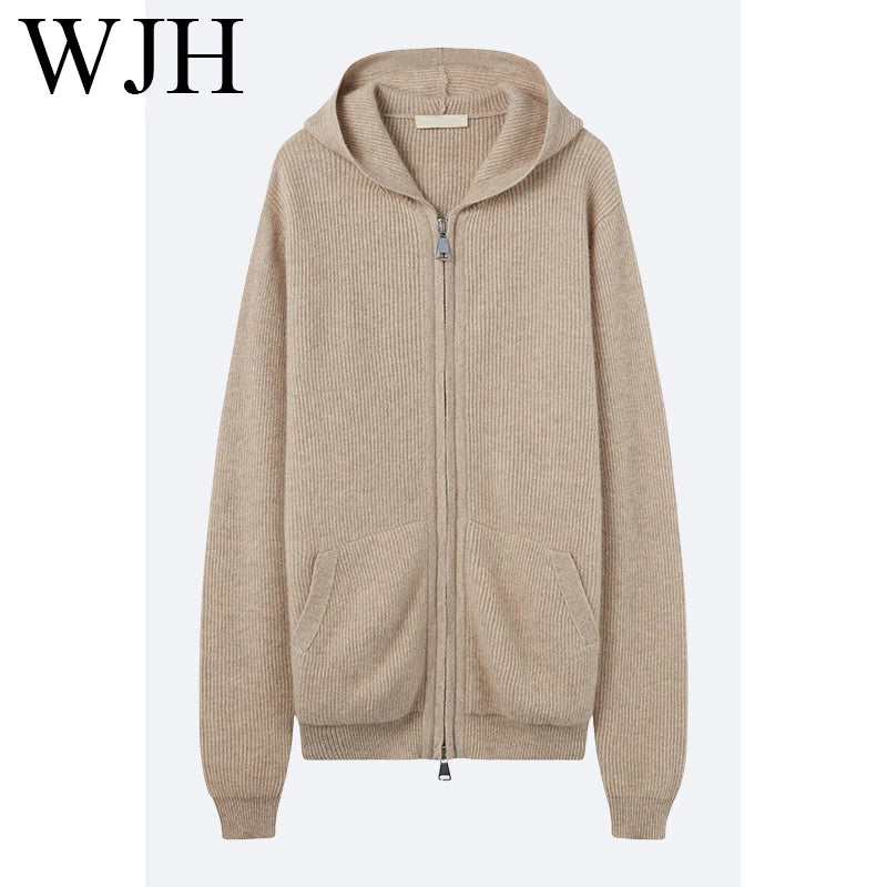 Men's Knitted Home Wear Pyjamas Overlong Robe Set Winter Long Sleeve Knit Cardigan Sweater Cashmere Hoodies