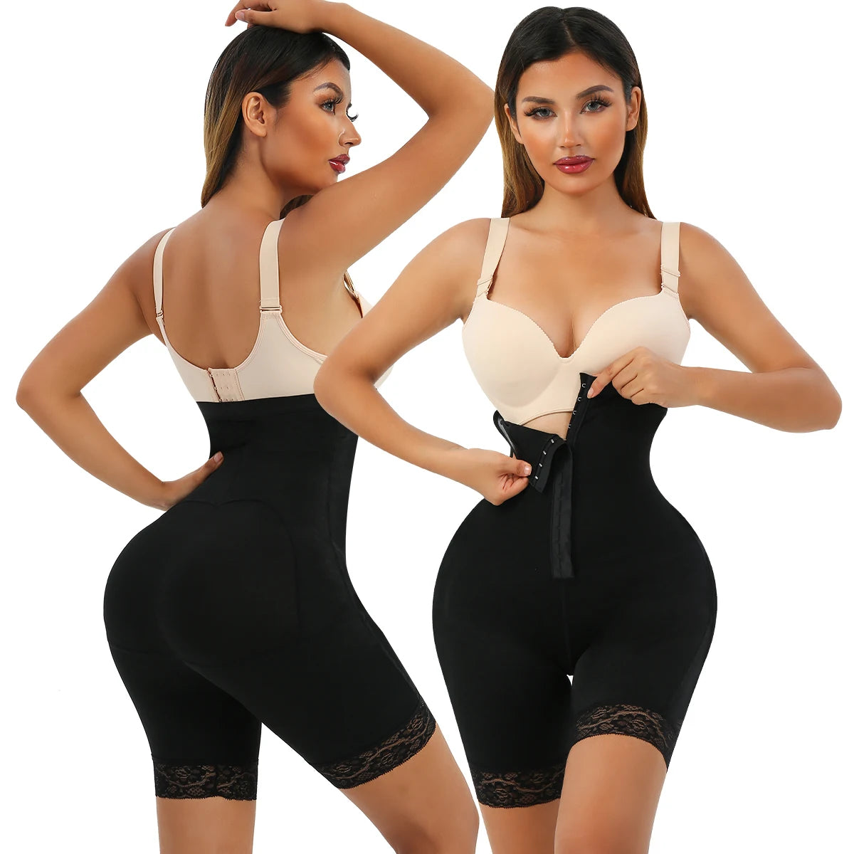 Women's High Waist Slimming Shapewear Lace Decorated Tummy Control Panties Firm Magic Body Shaper