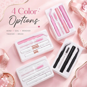 2026 Trending DIY Lash Extension Bond Seal Kit Waterproof Freeze Resistant Eyelash Glue Remover Tweezer Set for Cluster Lashes