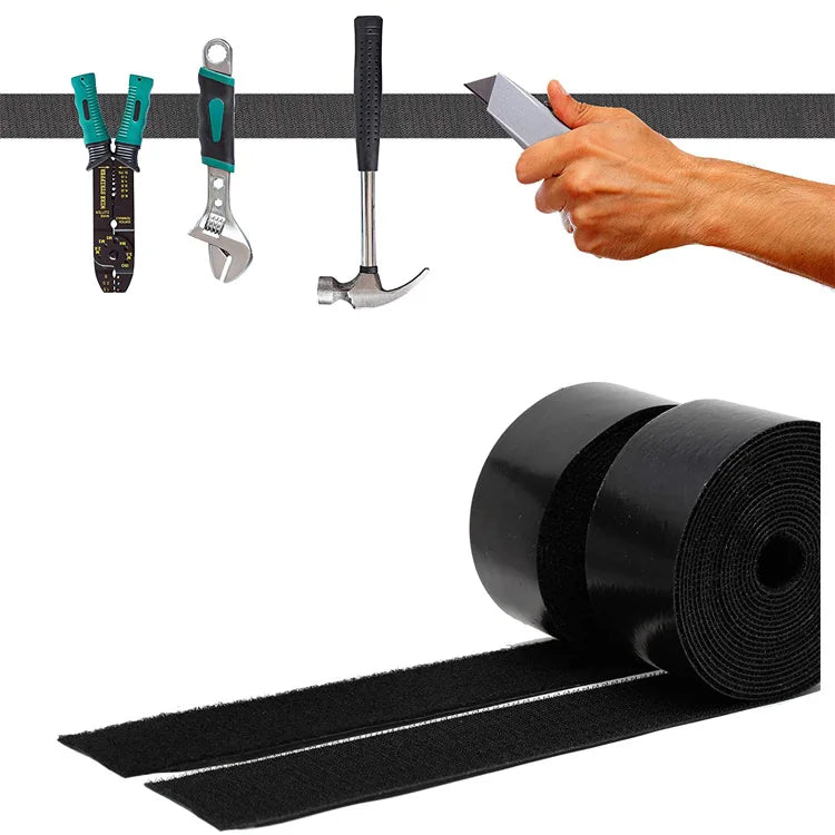 2 Inch 5 Yards Black Double Sided Eco-Friendly Heavy Duty Strips Self-Adhesive Hook and Loop Tape