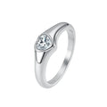 Simple Design 18K Gold Plated Stainless Steel Crystal Heart Couple Engagement Band Wedding Ring