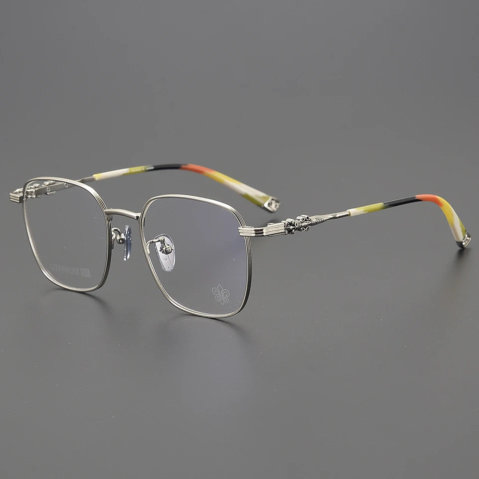 2025 Decorative Light Pink Black Grey Texture Titanium Exquisite Carving Rectangular Square Customized Wholesale Glasses CH8197
