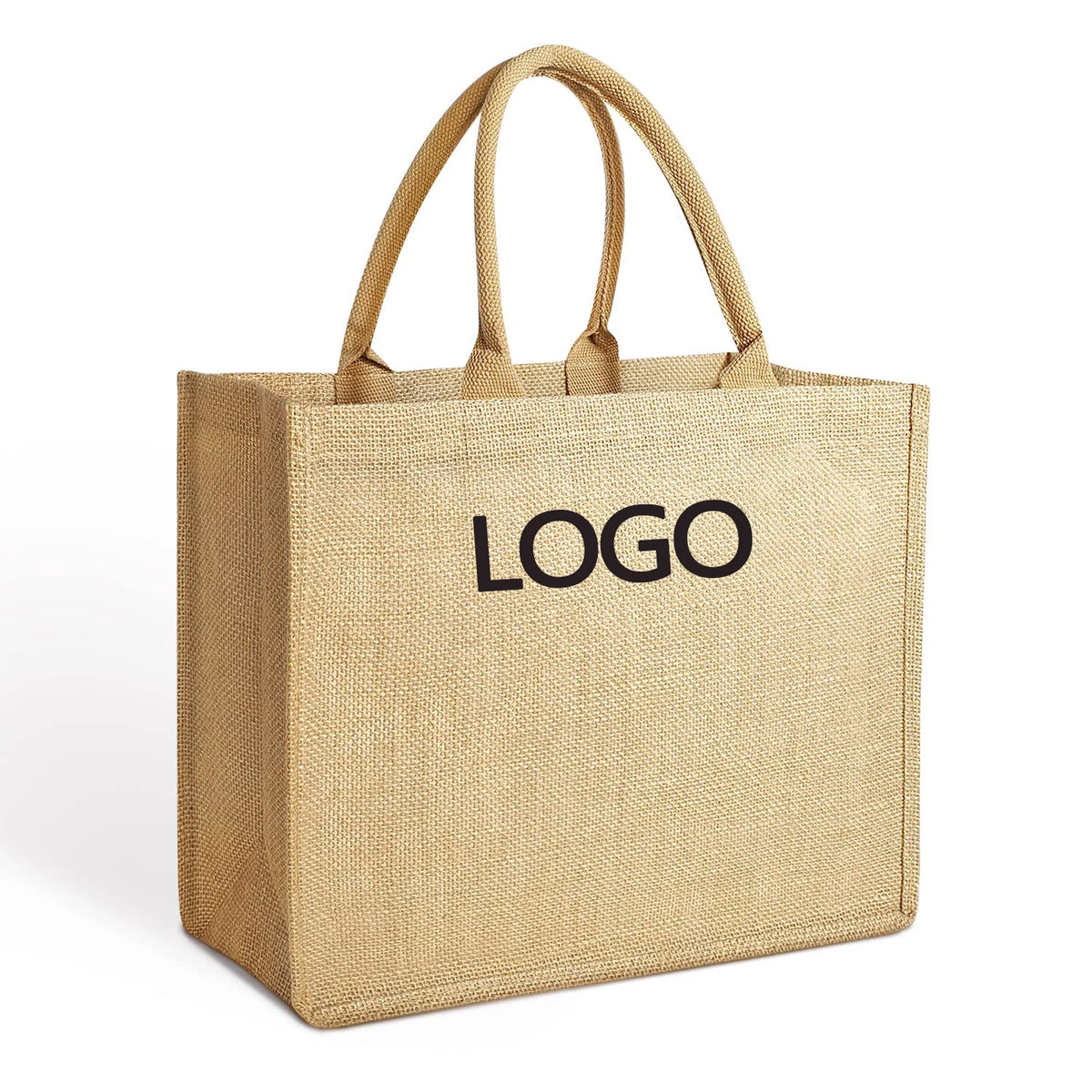 DIY Burlap Tote Bags Waterproof Grocery Bags with Handles Reusable Large Capacity Totebags for Beach Travel Jute Shopping Bags
