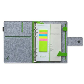 Custom Laser Logo Eco Durable Wool Felt Fabric Perfect Binding Embossed Multifunctional Pockets Loose Leaf Binder 10
