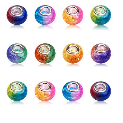 100pcs European Large Hole Spacer Beads Colorful Resin Beads for Necklace Bracelets Crafts Making