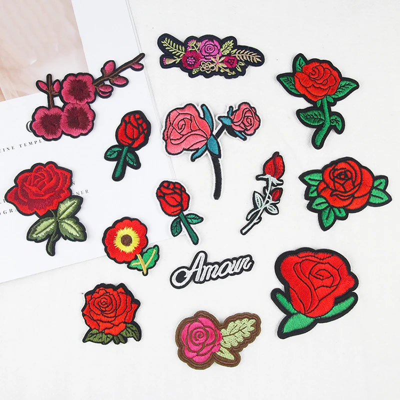 Embroidery Fashion Sunflowers Rose Flower Plum Blossom Garment Patch Clothing Jeans Hat Shoes Use Clothing Accessories Patches