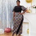 Vintage African Print Short Sleeve Summer Gown Long Evening Maxi Dress Ladies