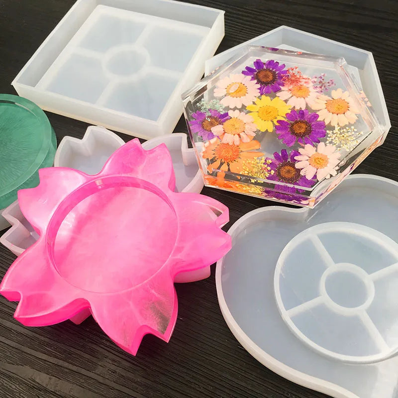 OME Early Riser Square Silicone Resin Coaster Mold-Eco-Friendly Cake Tools Table Decoration for Restaurants