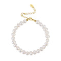 Fine 925 Sterling Silver Bracelet with Cultured Freshwater Pearls 14K/18K Gold Plated Women's Jewelry Gift for Girls