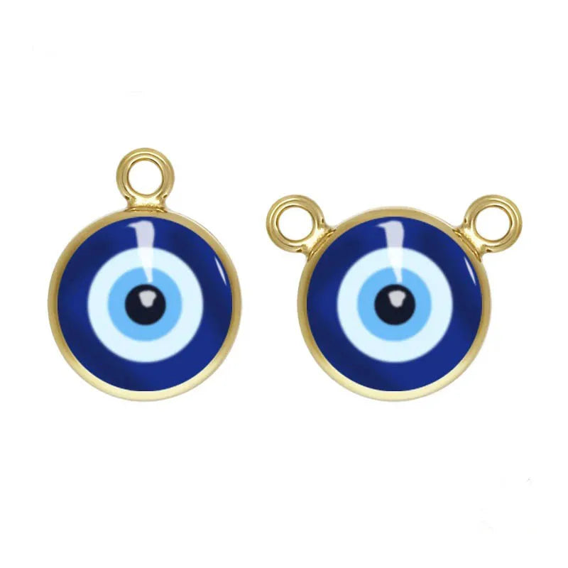 Hypoallergenic Pendants 14K Gold Filled 6mm Blue Eye Charms With 1-3 Horizontal or Vertical Loops for DIY Jewelry Making