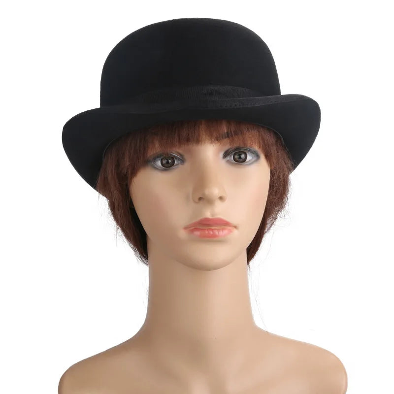 Ready to Ship Wholesale Vintage Traditional Men Women Bowler Hat Derby White Black Gray Wool Felt Bowler Hat Chaplin Hat
