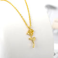 Wholesale 18K Gold Minimalist  Stainless Steel Chain Copper Rose Flower Pendant Necklace