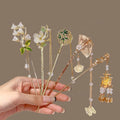 Flower Hanfu Vintage Pearl Tassel Hair Fork Chinese Hair Pin Stick Hair Chopsticks Accessories for Women Girls