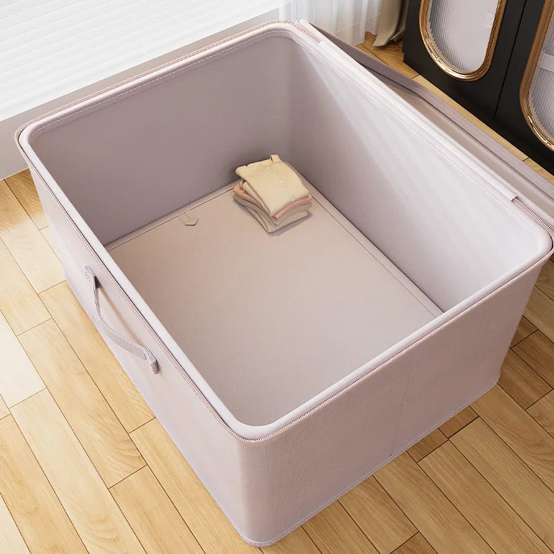 Cotton Storage Box with Lock Organizer Underwear and Clothing Bin for Wardrobe Use for Bedding Storage
