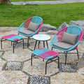 Indoor Outdoor Oval Weave Lounge Patio Chair Wicker Sun Chair Bistro Rattan Colorful Acapulco Chair