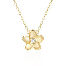 Aimee Dainty Gold Plated S925 Sterling Silver Jewelry Luxury Flower Diamond Pendant Necklaces for Women Gift