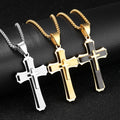 Classic Designer Personality Stainless Steel Chain Necklace Three-layer Stainless Steel Cross Pendant Jewelry Necklace for Men