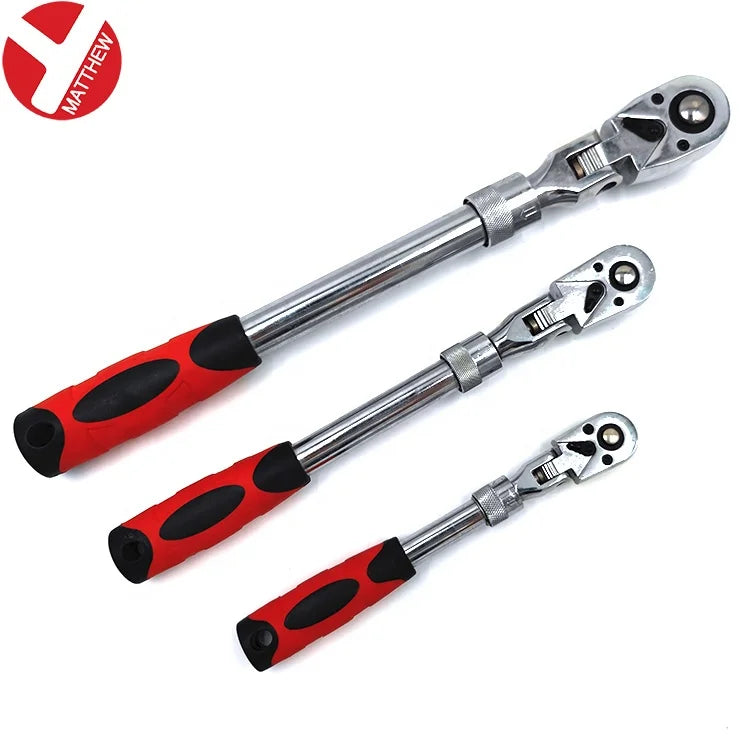 72 Tooth Reversible Lightweight Extendable Long Ratchet Wrench Handle with Soft Grip Handle