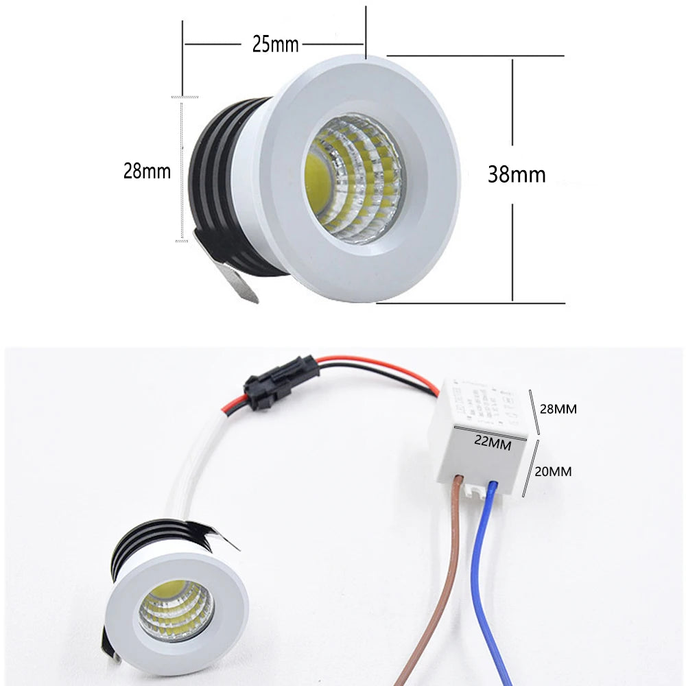 Led Mini Down Light 3W Spot Light Recessed Ceiling Downlight AC85-265V Spotlight Aluminium Interior Wall Light