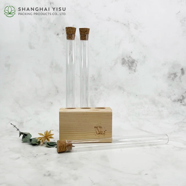 Clear Kitchen glassware Tube with Cap or Cork for Spices