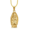 Olivia 33mm Guadalupe Religious Gold Plated Virgin Mary Necklace Prayer Christian Virgin Mary Pendant Necklace