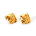 Hot Selling 18K Gold Stainless Steel Geometric Square Shaped Texture Stud Earrings for Girls Tarnish Free Jewelry