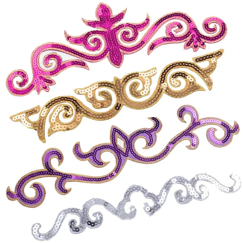Diy Iron-on Accessories Sequined Cloud Applique Sticker Costume Dress Hat Bag Ethnic Garment Geometric Glitter Embroidery Patch