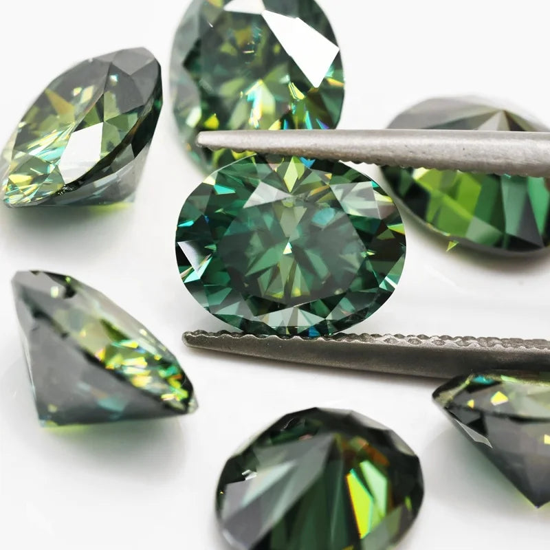 Wholesale Price 0.5-8CT Moissanite Yellow Green 4*6-10*14MM Oval Moissanite Colored Moissanite